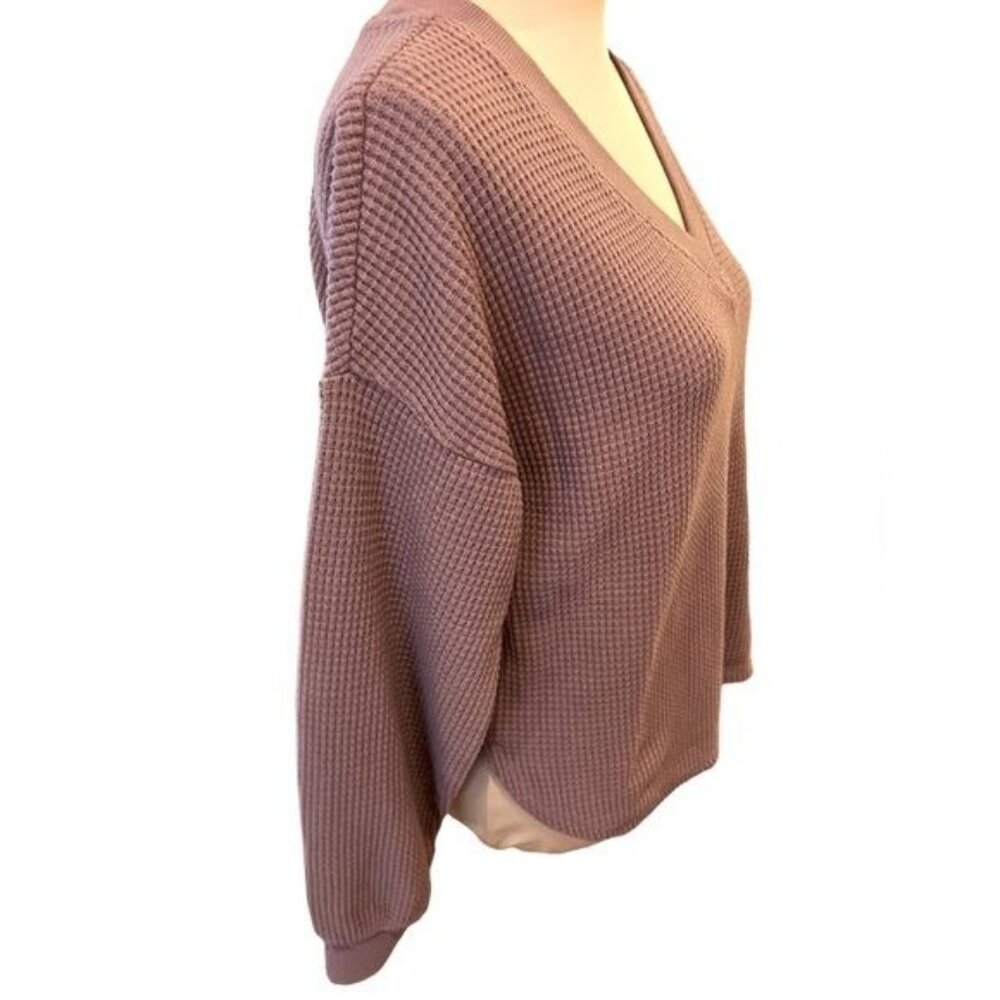 Madewell Waffle Knit V-Neck Long-Sleeve Sweater Size Small Style #NI071 Lavender - Picture 4 of 10
